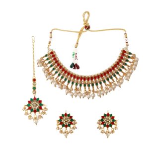 Rubans Women Gold-Toned Handcrafted Kundan Necklace Set at Rs.3950